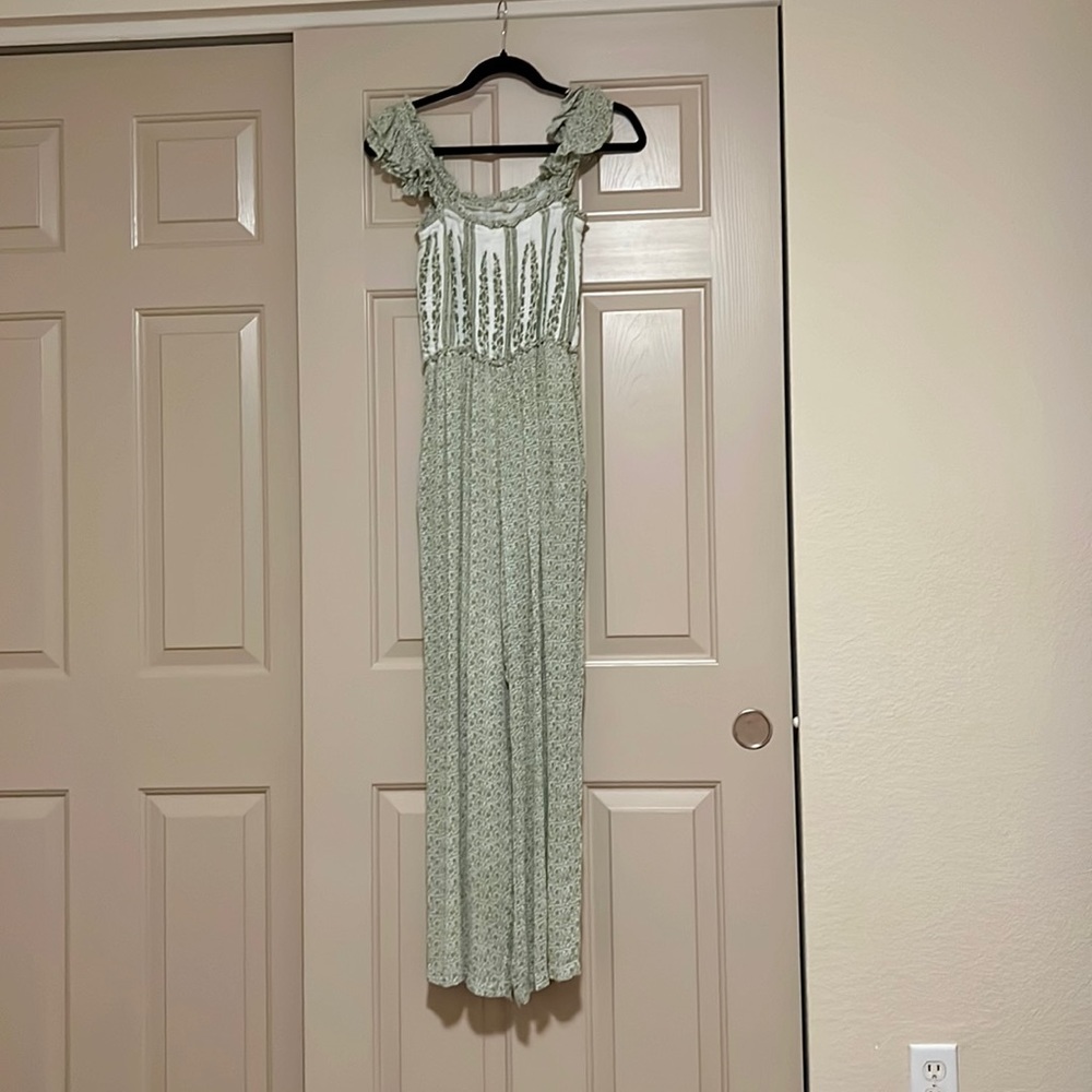 Green & White Jumpsuit